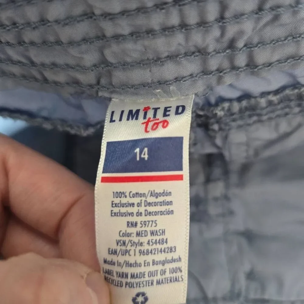 Limited Too Blue Wide Leg Girls Cargo Pants 14 Streetwear Trendy Gorpcore